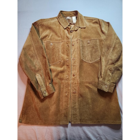 Apart Jackets & Blazers - Apart Suede Trucker Jacket Brown Button Up Shirt Womens Size M Pig Leather